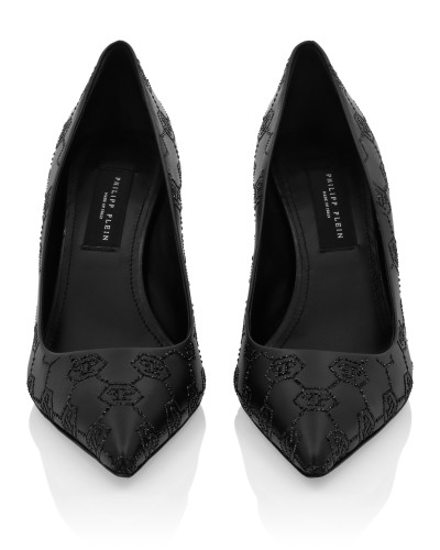 Mid Heel Pumps Monogram Strass