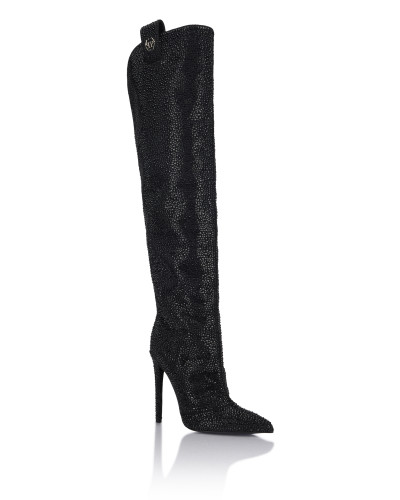 High-Heel High Boots Mixed Strass Hexagon
