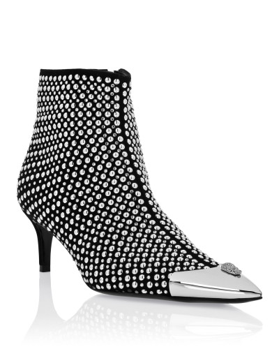 Low Heel Ankle Boots Studs and Strass Skull