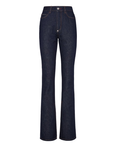 Denim Trousers Flare Fit Chains