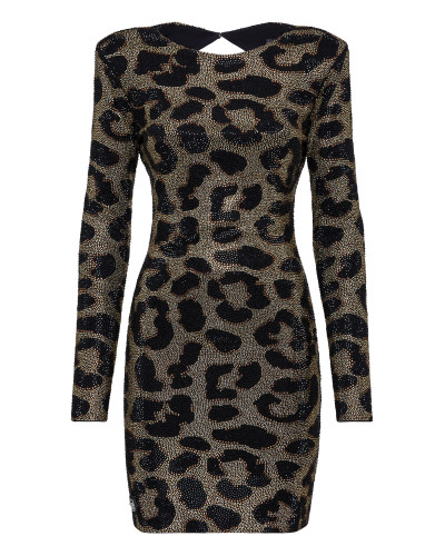 Short Dress Full of stones Leopard