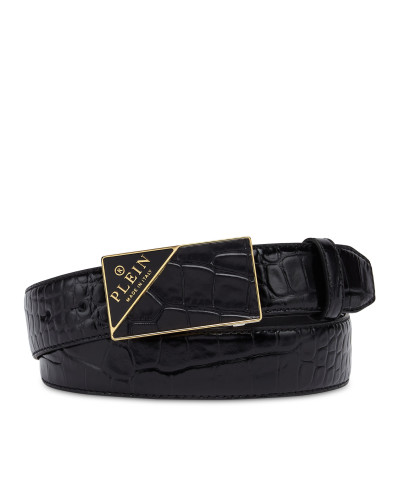 ST Crocco Leather Belt Hexagon