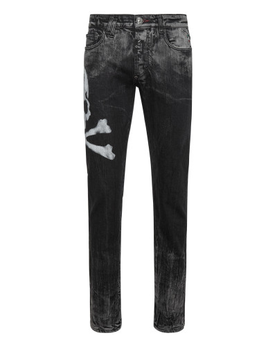 Denim Trousers Super Straight Cut Skull