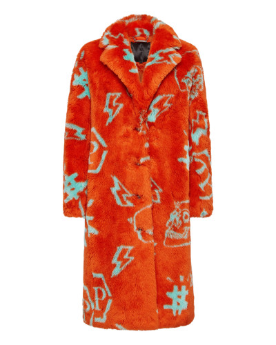 Eco fur Long Coat Monogram