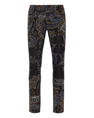Denim Trousers Super Straight Cut Fit Paisley Stones