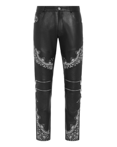 Leather Biker Trousers Paisley