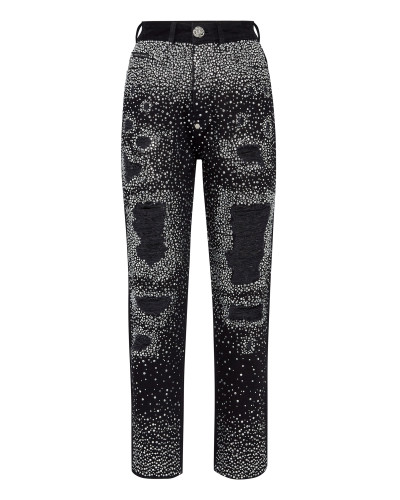 Denim Trousers Boyfriend Fit Crystal