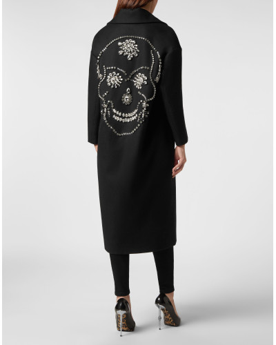 Oversized Wool  Long Coat Castoni Skull