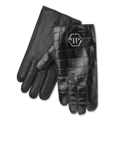 Crocco Printed Leather Mid-Gloves Hexagon