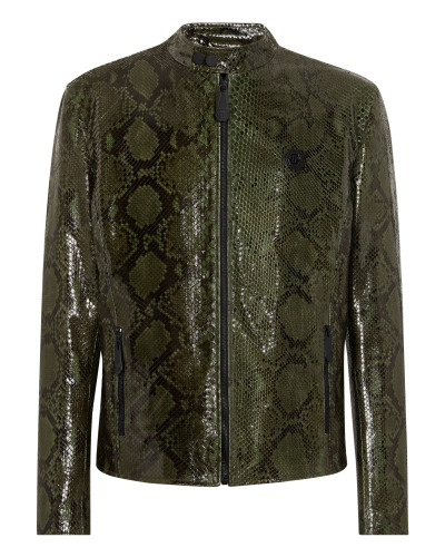 Python Leather Moto Jacket