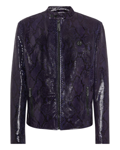 Python Leather Moto Jacket