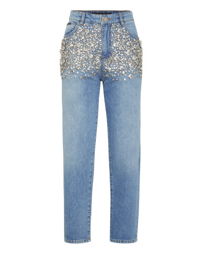 Crystal Stones Mom Fit Trousers