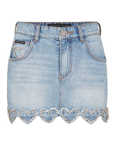 Denim Mini Skirt Heart