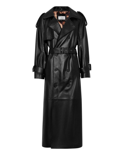 Leather Long Trench Coat