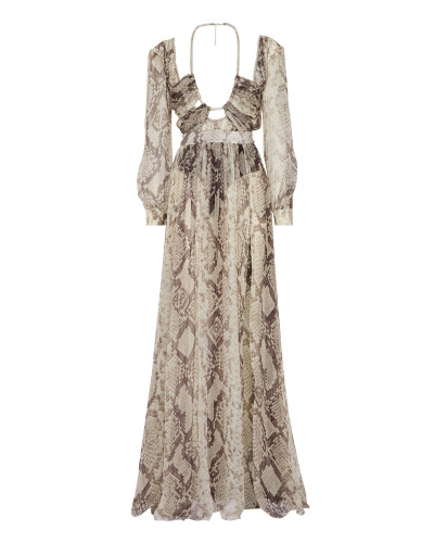 Silk Chiffon Long Dress Pitone