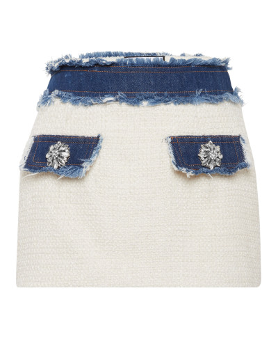 Tweed Denim Mini Skirt