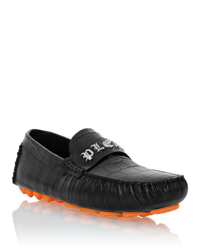 Printed Crocco Leather Drivers Shoes