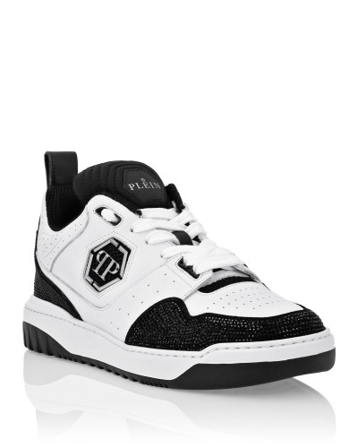 Mix Leather Lo-Top Sneakers Crystal