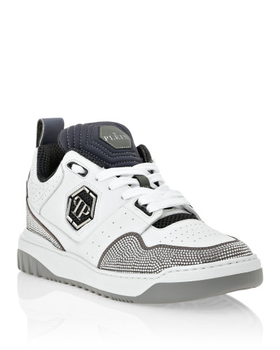 Mix Leather Lo-Top Sneakers Crystal