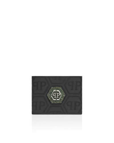 Nylon and Leather Cardholder Monogram
