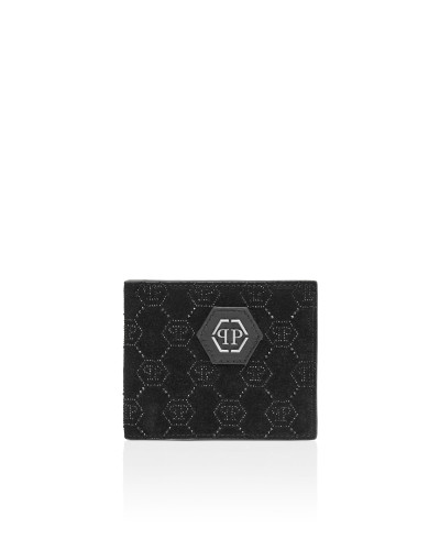 Leather French Wallet Monogram Strass