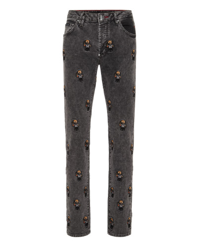 Super Straight Cut Denim Trousers Teddy All-over