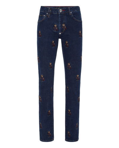 Super Straight Cut Denim Trousers Teddy All-over