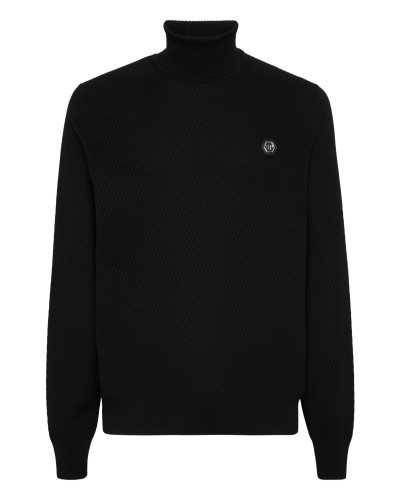 Knited Turtleneck Pullover Wool Silk Blend