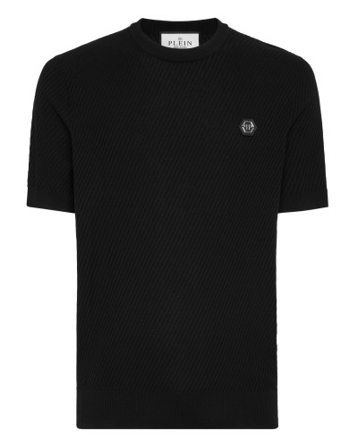 Knited Round Neck T-Shirt Wool Silk Blend