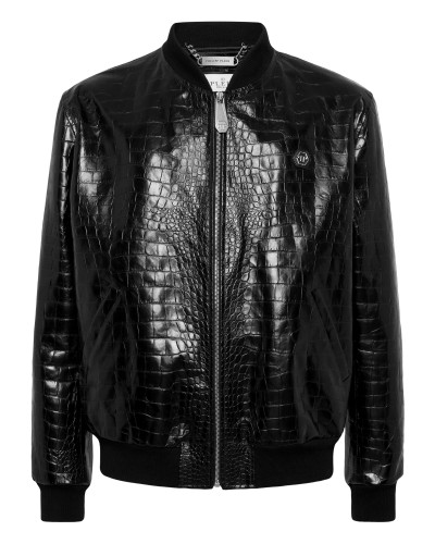 Leather Bomber Cocco Print