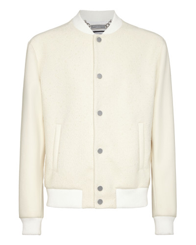 Wool Bomber With Transparent Strass