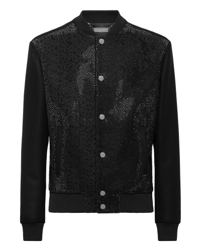 Wool Bomber With Transparent Strass