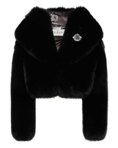 Fox Fur Hooded Short Jacket
