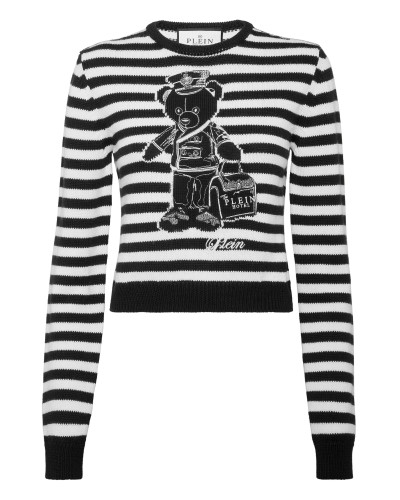 Striped Round Neck Pullover Teddy