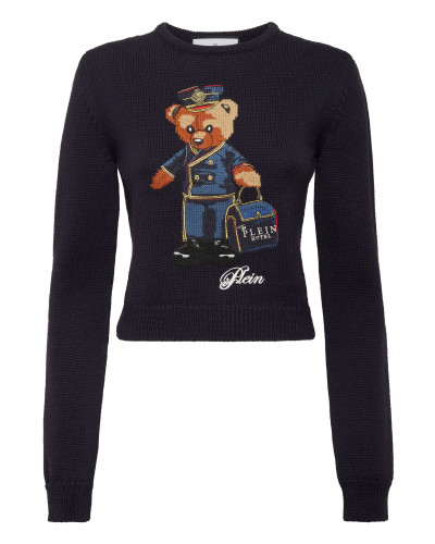 Cropped Round Neck Pullover Teddy Doorman