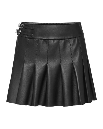 Leather Pleated Mini Skirt