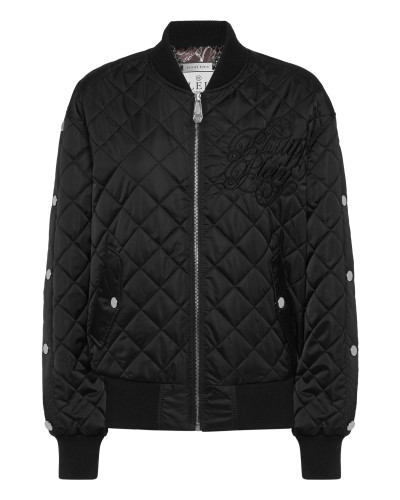 Nylon Oversize Bomber Matelasse Diamond Signature