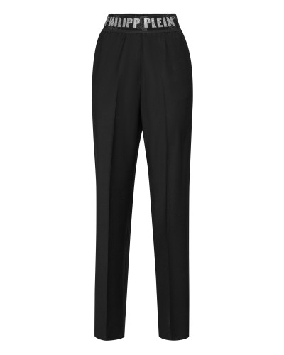 Wool Classic Trousers Elastic Band Crystal