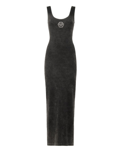 Rib Long Tank Dress Stones Wash Hexagon