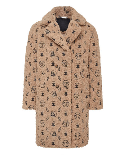 Eco Fur Coat Embroidery Monogram