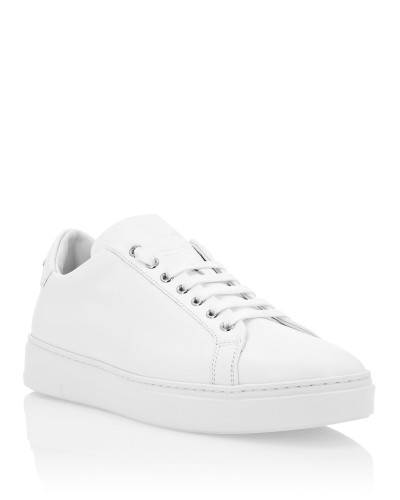Leather Lo-Top Sneakers Skull and Plein