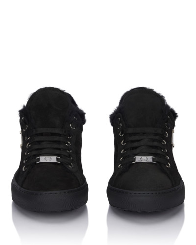 Suede and Sheepskin Low Top Sneakers