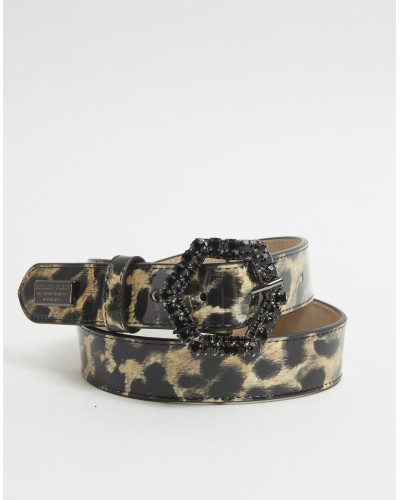 Patent Leather Belt Leopard