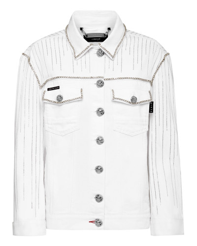 Denim Jacket Crystal Fringe