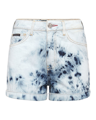 Denim High waist Hot pants Bleached