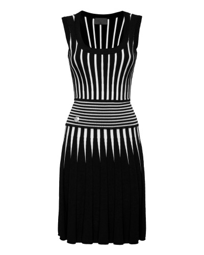 Knit Dress Intarsia Stripes