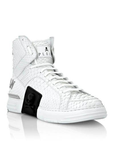 HI-TOP SNEAKERS MONEY KICK$ PYTHON LUXURY SKULL
