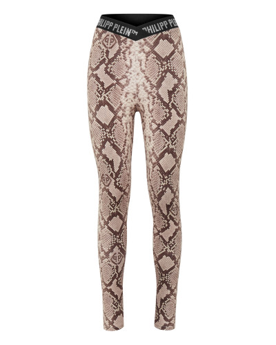 V Cut Leggings Python Print Crystal Plein with Crystals