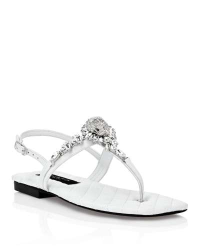 Sandals Flat Crystal Skull with Crystals