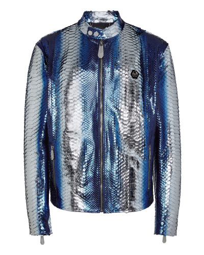 Python Leather Moto Jacket